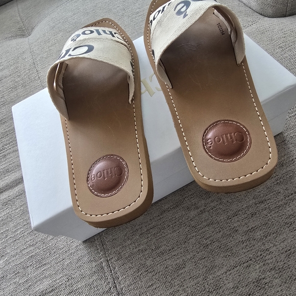 Chloe Woody Logo Slide Sandals Auth W/ Box & Dust Bags Sz 39 - Picture 7 of 12
